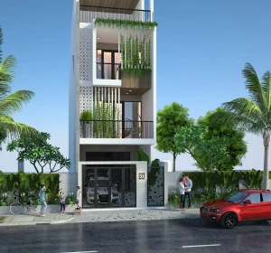 Nhà phố 4 tầng 5x25m (full hồ sơ thi công kiến trúc, kết cấu, điện nước)