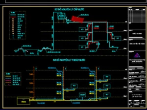 Full hồ sơ bản vẽ thi công cấp thoát nước nhà phố 3 tầng (5x20m) đầy đủ chi tiết