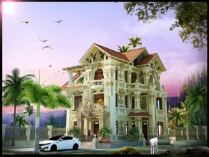 HSKTTC biệt thự mái thái cổ điển 3 tầng kích thước 11.6x14.6m