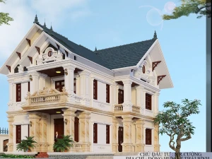HSKTTC full các bộ môn kiến trúc,kết cấu,điện nước và ảnh 3d kiến trúc biệt thự mái thái 2 tầng