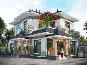 Biệt thự mái nhật 2 tầng kích thước 8x13.5m