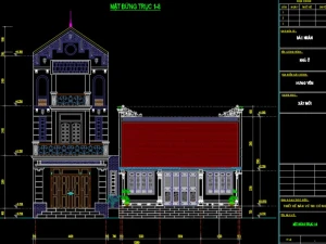 File cad và sketchup Bản vẽ nhà thờ 3 gian 7.43x6.17m, liền kề nhà ở 3 tầng 5.32x11m