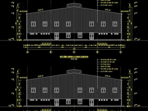 Thiết kế nhà xưởng kết cấu thép 2 tầng 40x90m đầy đủ kiến trúc, kết cấu, điện nước