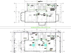 Bản vẽ Cad sơ đồ nguyên lý, mặt bằng và chi tiết lắp đặt hệ thống cơ điện nước nhà 3 tầng 8x13.1m.