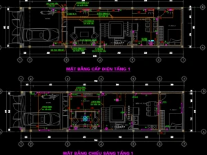 Bản vẽ thiết kế điện nhà 3 tầng KT 5x20m