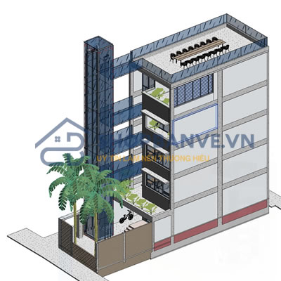 Bản vẽ Revit Kiến trúc nhà phố 6,6x12,6m